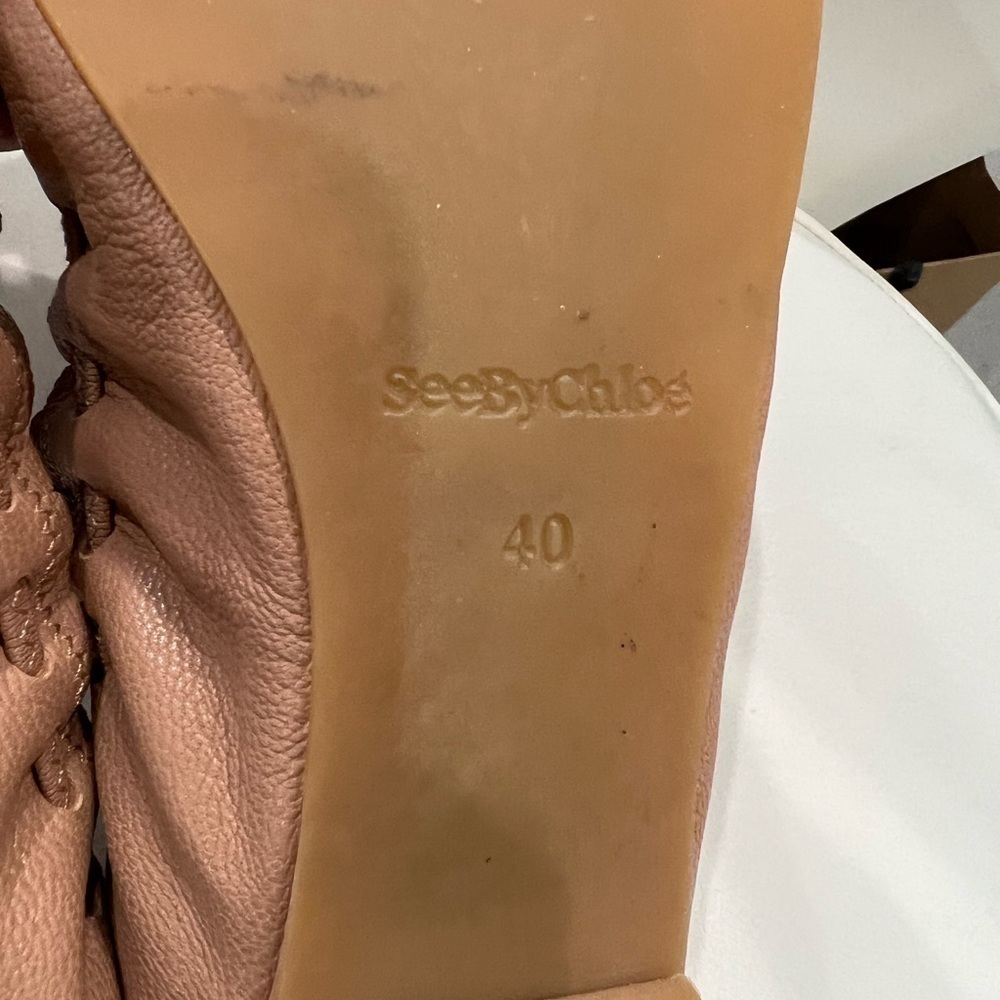 SEE BY CHLOE JANE SCALLOPED BALLET FLAT NUDE Size 40 - Picture 9 of 13